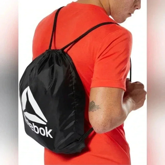 Reebox Black‎ White Drawstring Bag NWOT Gym Sports Unisex - Picture 1 of 4